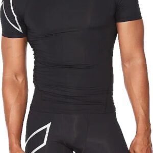 2XU Men's Core Compression T-Shirt - Enhance Performance and Recovery - Black\/Silver