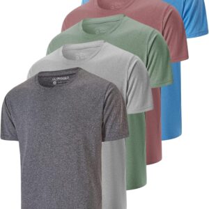 5 Pack Men's Dry Fit T Shirts Athletic Running Gym Workout Short Sleeve Tee Shirts for Men