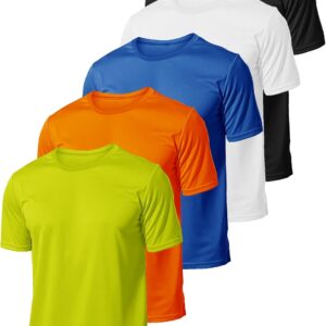 5 Pack Mens Short Sleeve Quick Dry Active Athletic T Shirt Running Gym Workout Tee Tops