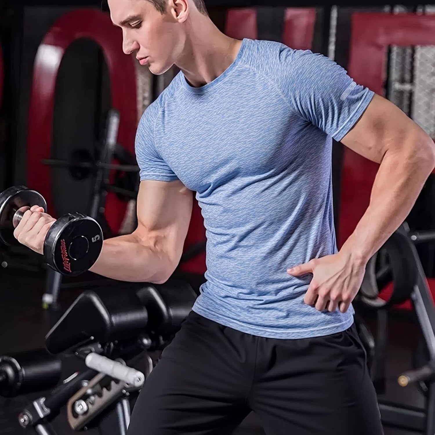 5-Pack Men's Workout T-Shirts - Reflective & Moisture-Wicking, Stretch Breathable Fabric for Running,Gym & Outdoor - Image 5