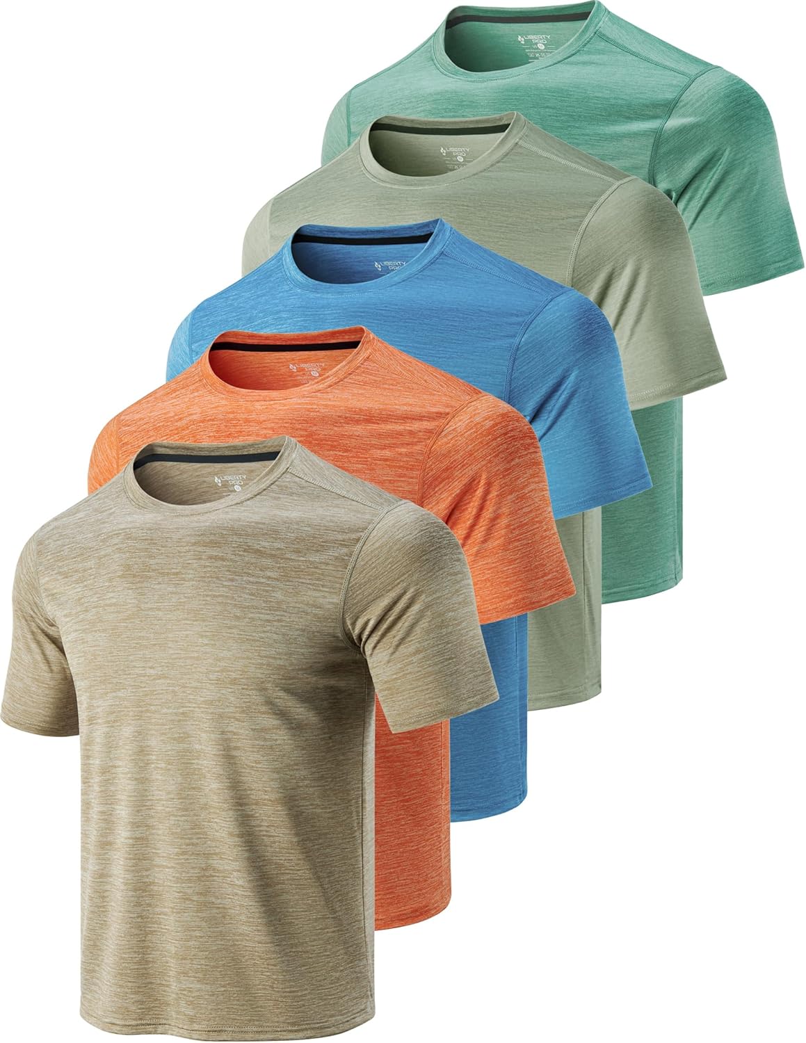 5 Pack Men\u2019s Active Quick Dry Crew Neck T Shirts | Athletic Running Gym Workout Short Sleeve Tee Tops Bulk