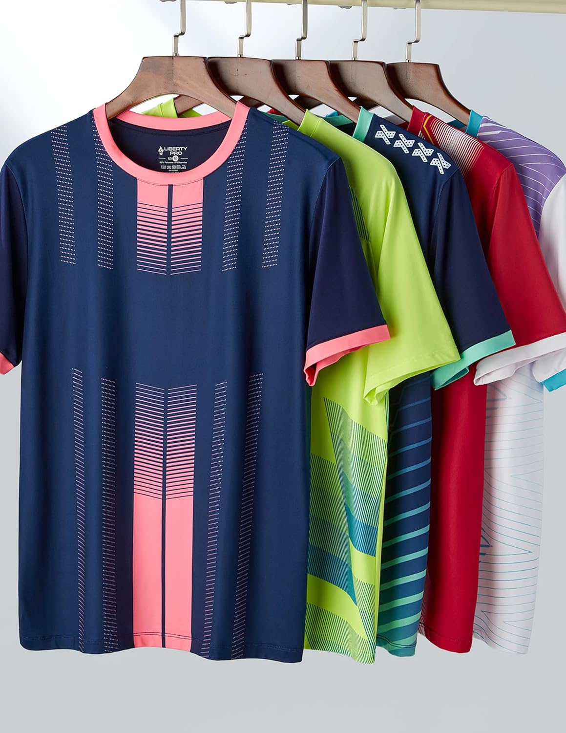 5 Pack Men\u2019s Active Quick Dry Crew Neck T Shirts | Athletic Running Gym Workout Short Sleeve Tee Tops Bulk - Image 2