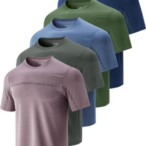 5 Pack Men\u2019s Active Quick Dry Crew Neck T Shirts | Athletic Running Gym Workout Short Sleeve Tee Tops Bulk