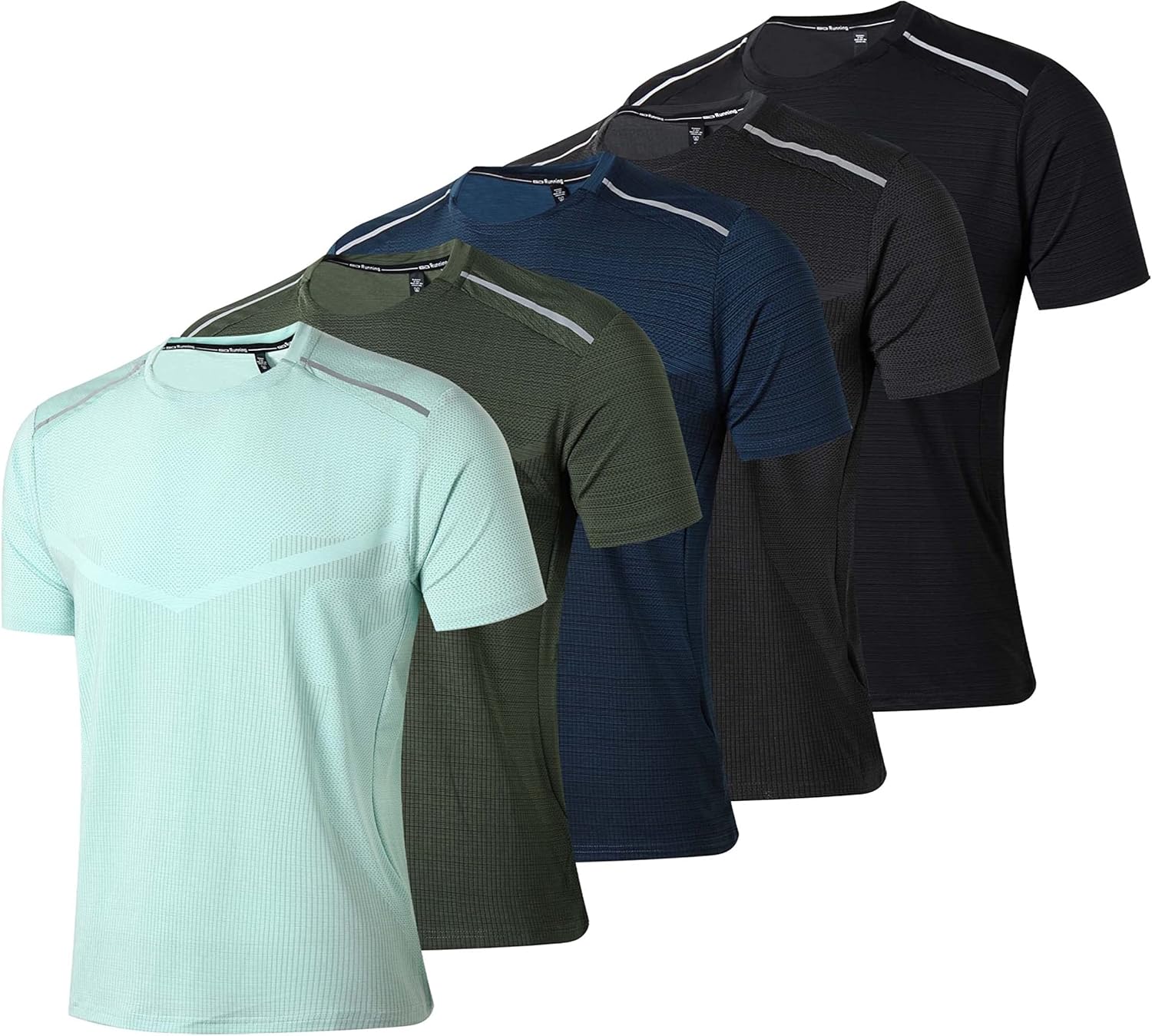 5 Pack Men\u2019s Active Quick Dry Crew Neck T Shirts | Athletic Running Gym Workout Short Sleeve Tee Tops Bulk