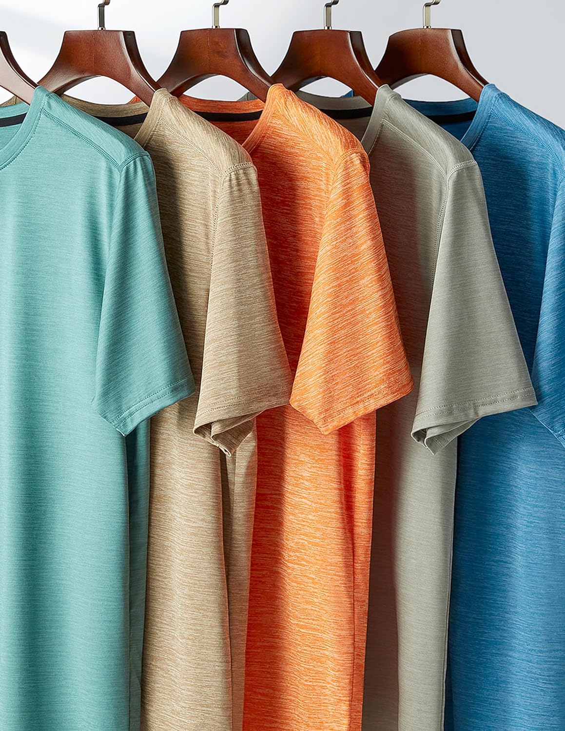 5 Pack Men\u2019s Active Quick Dry Crew Neck T Shirts | Athletic Running Gym Workout Short Sleeve Tee Tops Bulk - Image 2