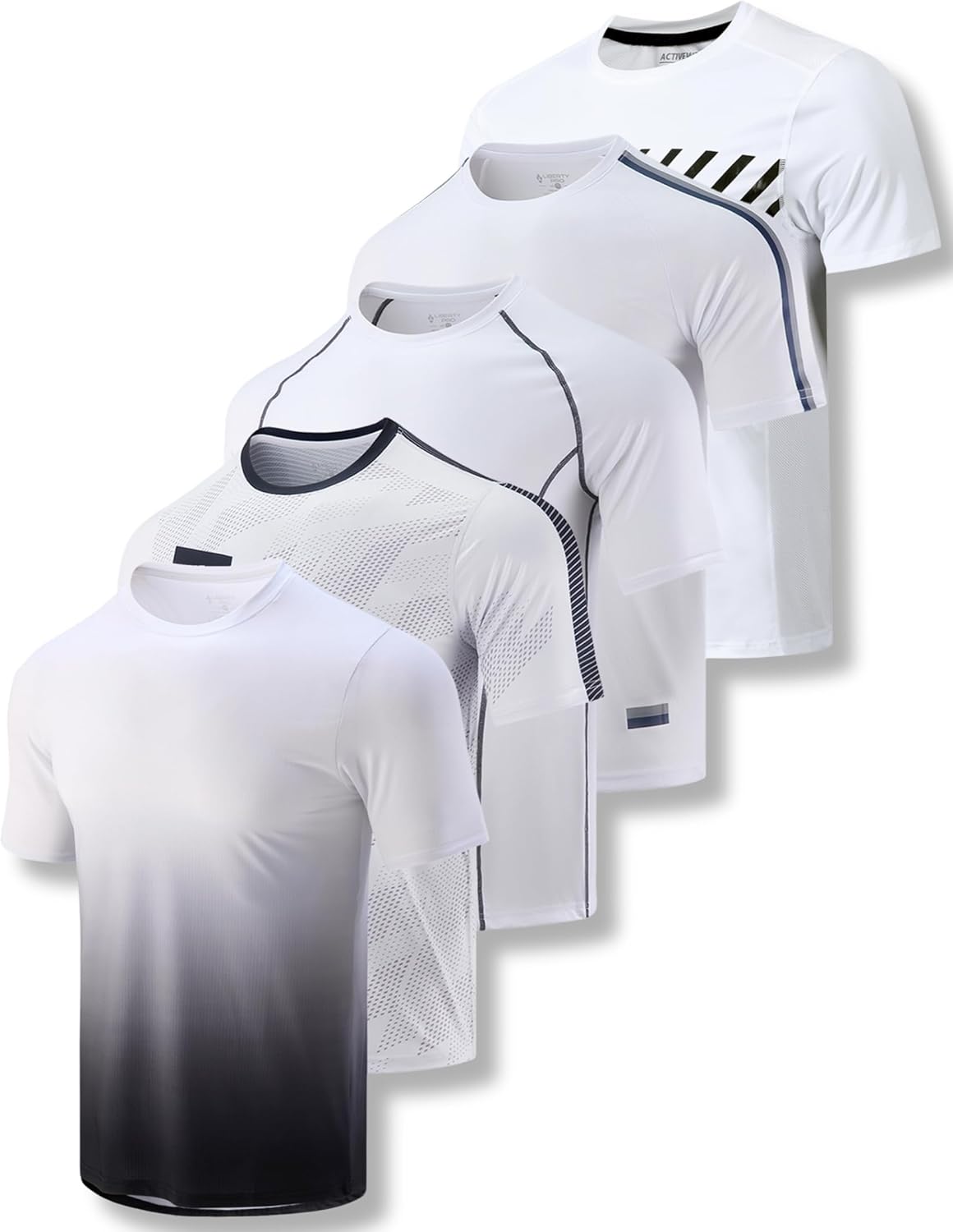5 Pack Men\u2019s Active Quick Dry Crew Neck T Shirts | Athletic Running Gym Workout Short Sleeve Tee Tops Bulk - Image 8