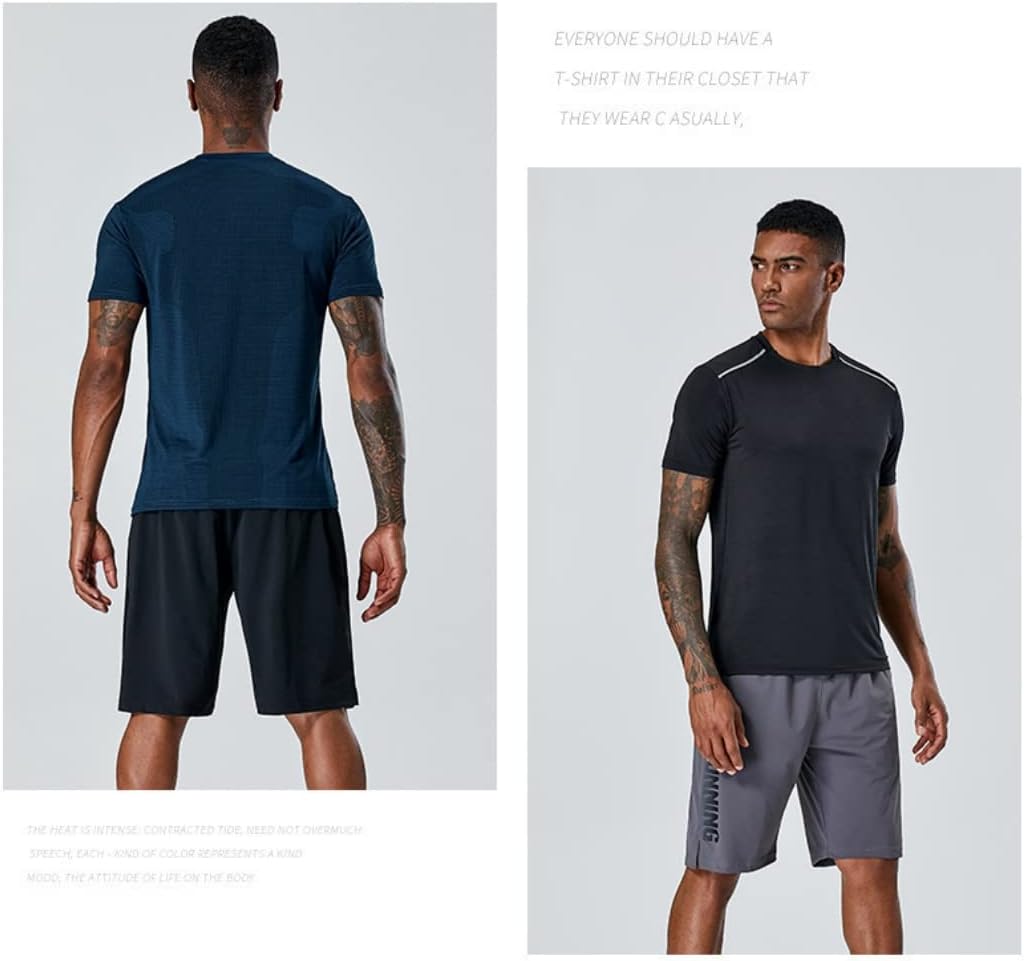 5 Pack Men\u2019s Active Quick Dry Crew Neck T Shirts | Athletic Running Gym Workout Short Sleeve Tee Tops Bulk - Image 2