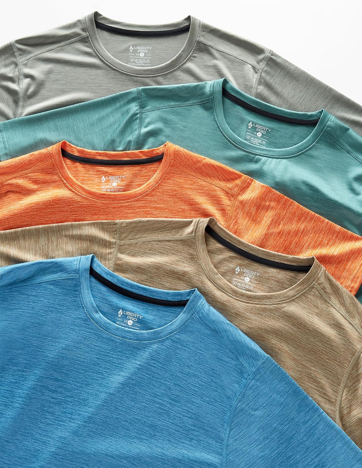 5 Pack Men\u2019s Active Quick Dry Crew Neck T Shirts | Athletic Running Gym Workout Short Sleeve Tee Tops Bulk - Image 7