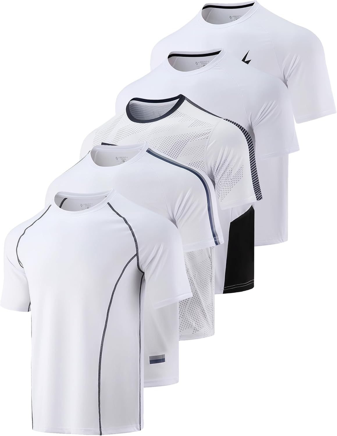 5 Pack Men\u2019s Active Quick Dry Crew Neck T Shirts | Athletic Running Gym Workout Short Sleeve Tee Tops Bulk - Image 10
