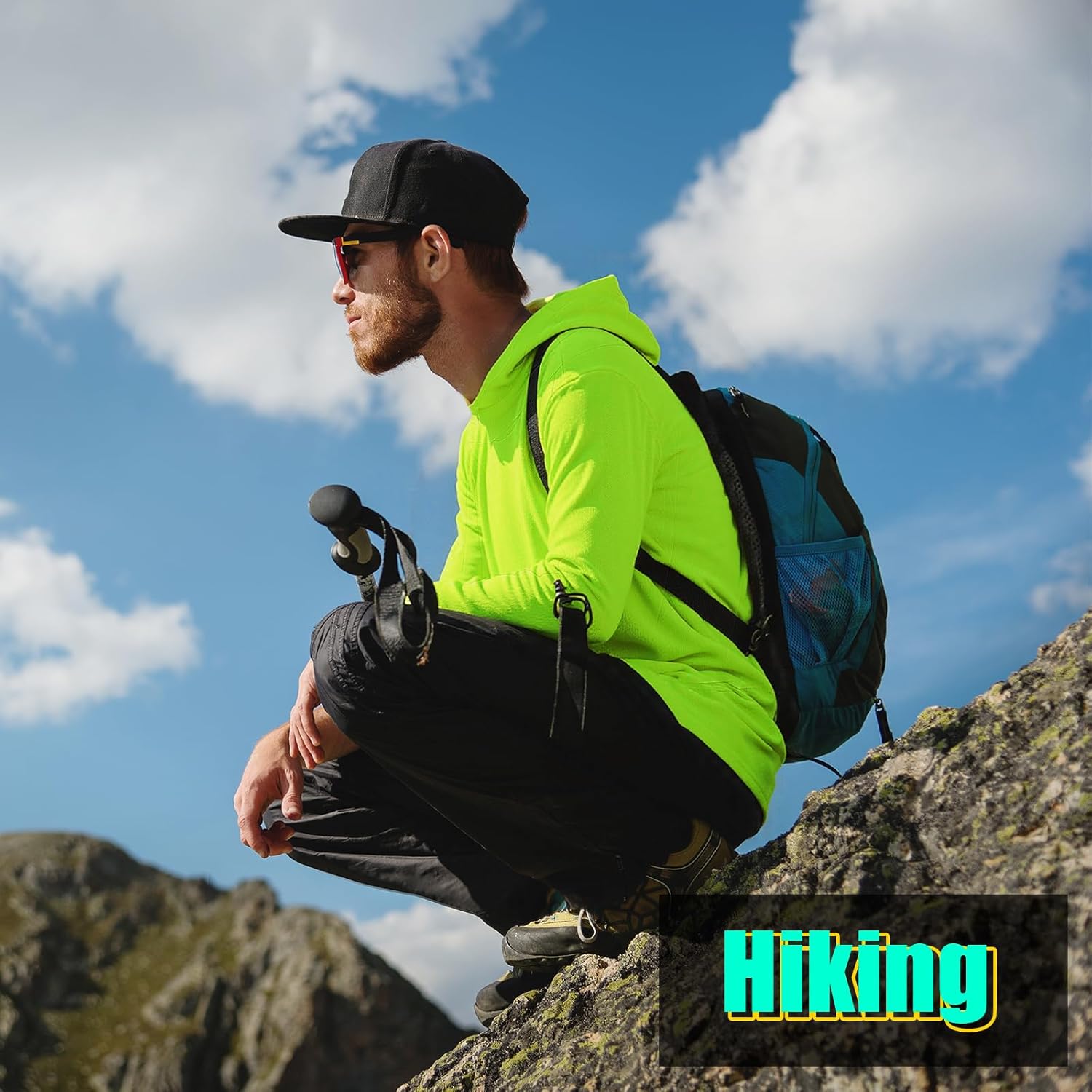 8 Packs Sun Protection Long Sleeve T-Shirts with Hood UPF 50+ Men's Hooded Quick Dry Breathable UV Athletic Shirts Rash Guards SPF UV for Hiking Fishing Swim Cycling Running(XL, Green) - Image 5