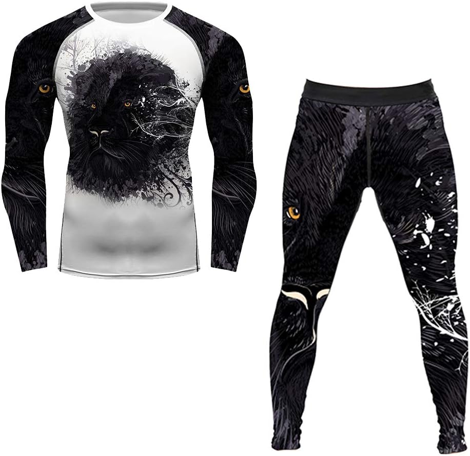 CHOO Men's Lion Series MMA BJJ Cross Training Rash Guard Shorts Spat No Gi Set - Image 10