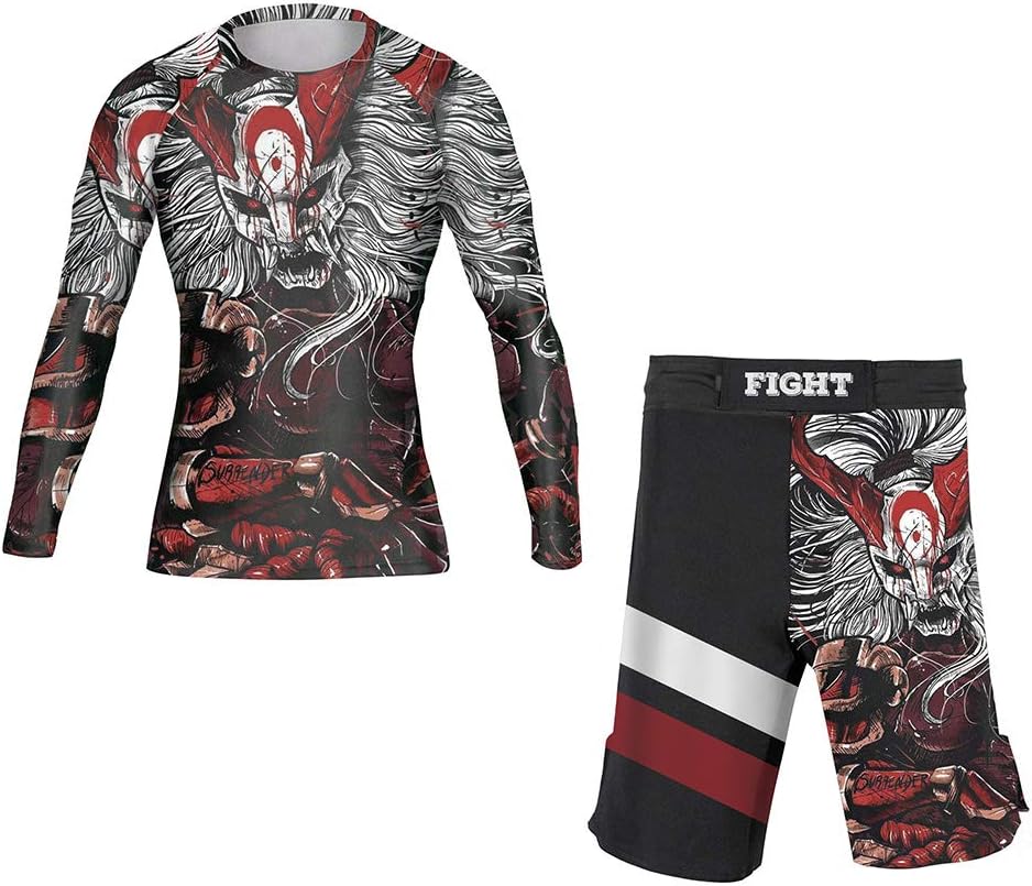 CHOO Men's Mask Samurai Moisture Wicking T-Shirt Quick-Dry Stretch Clothing Sets for Cycling, XX-Large