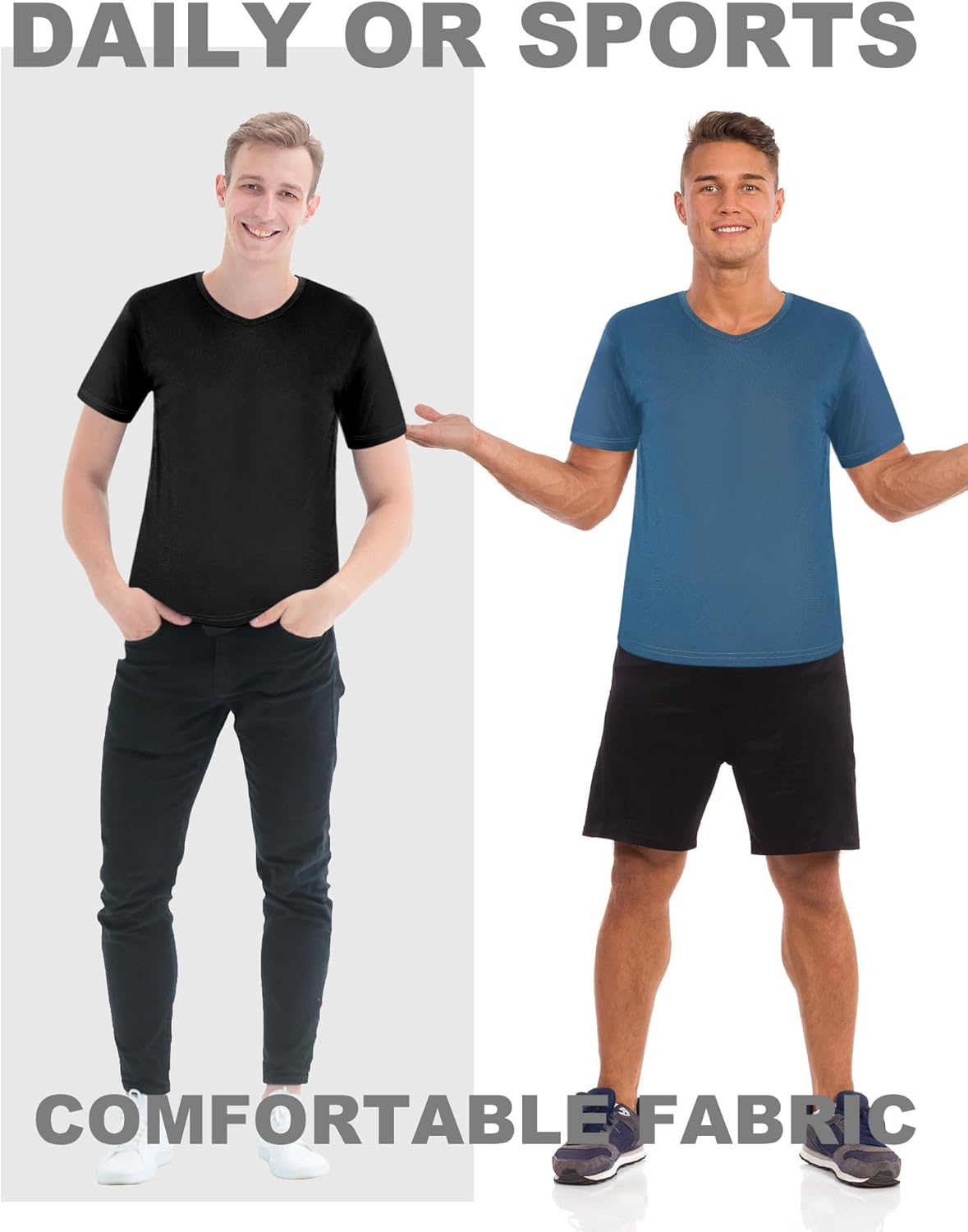 Chuarry 10 Pack Men's V Neck T Shirt Short Sleeve Bulk Soft Solid Tees Basic Quick Dry Slim Fit Undershirts for Men - Image 5