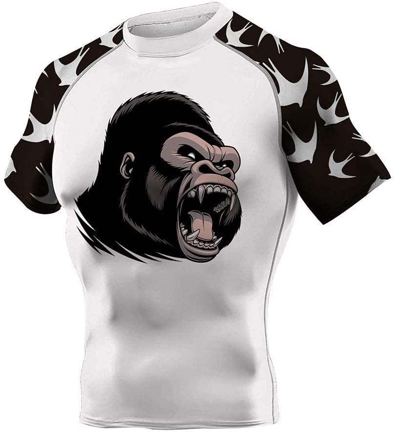 DEHAHA Men's Bat Gorilla Series Wrestling Training Rash Guard Shorts Spat No Gi Set - Image 5