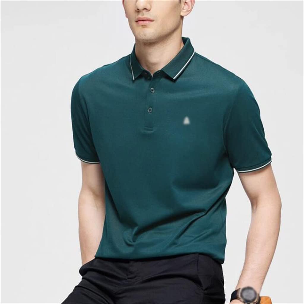 DUYHBAWRS Quick-Dry Breathable Linen Ice Silk Shirt Mulberrys Silk Short-Sleeve T-Shirt for Men's - Image 3