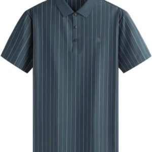 DUYHBAWRS Quick-Dry Seamless Lapel Short-Sleeved T-Shirt Men's Striped Shirt
