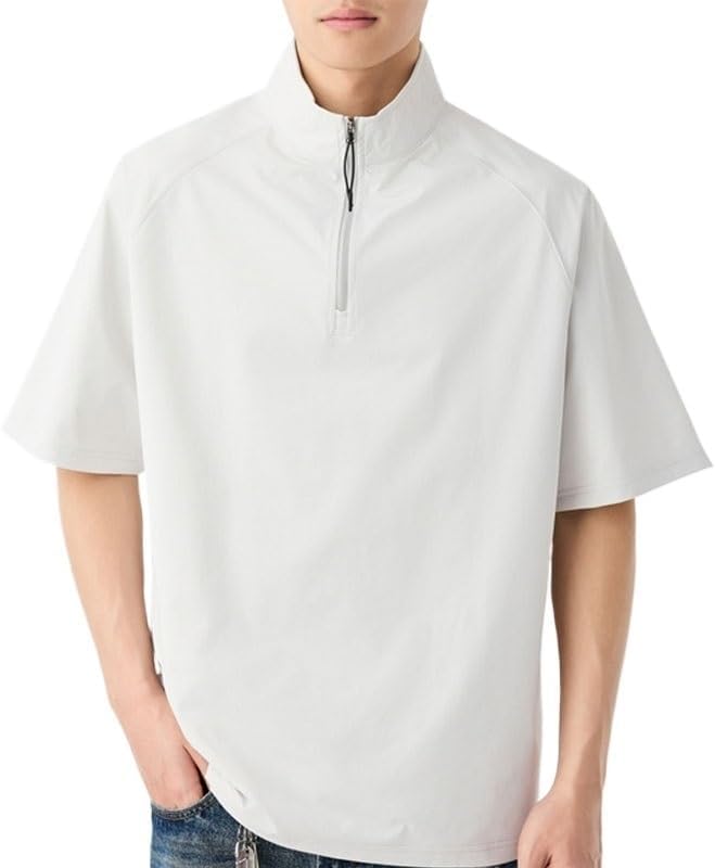 ERTXGBA Men's Fashion Sports Quick-Drying Short Sleeves Leisure Polyester Uniform Vest Outdoor Breathable Business T-Shirt(OneColor,3X-Large)