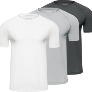 Fioboc Compression Shirts for Men Active Crew Neck Tee Moisture Wicking Quick Dry Mens Workout Shirts S-4XL