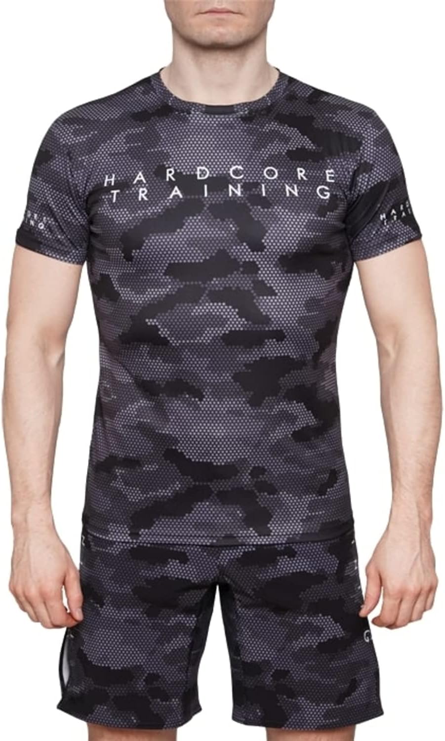 Hardcore Training Hexagon Camo Training T-Shirt Men's Short Sleeve Fitness Exercise Gym Workout Outdoor Running Quick Dry - Image 4