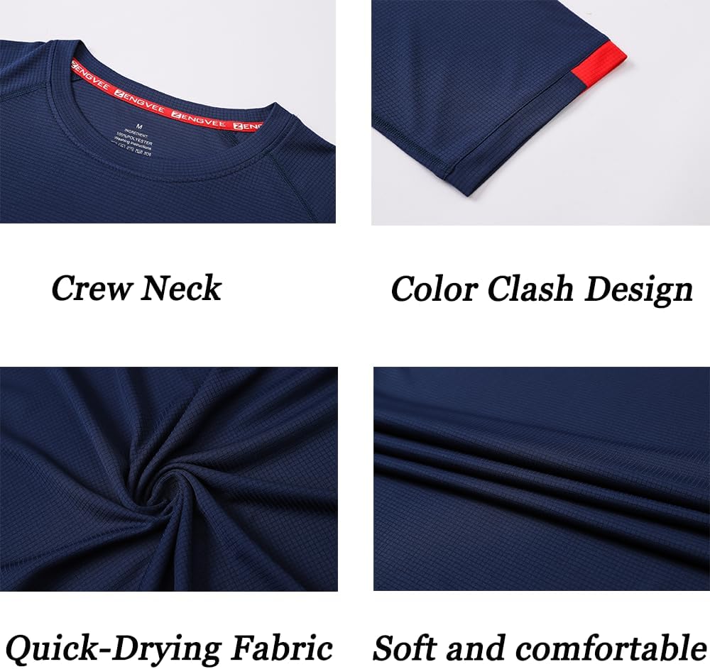HUAKANG 5 Pack Workout Shirts for Men Quick Dry Crew Neck Short Sleeve Tee Tops Moisture Wicking Athletic Light Gym T-Shirts - Image 6