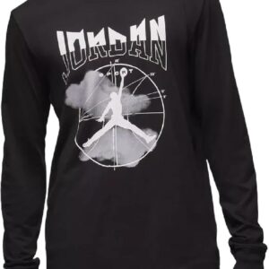 Jordan Sport Men's Long Sleeve Cotton Tee Top Shirt (US, Alpha, Large, Regular, Regular, Standard, Black/Grey/White)