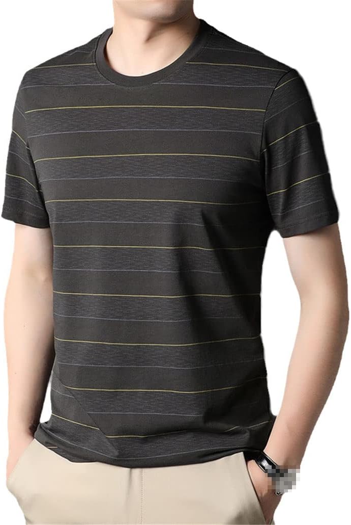 keusyoi Summer Casual Tops Mens Stripe T-Shirt Classic Short Sleeve T-Shirt Men's Short Sleeve Tees