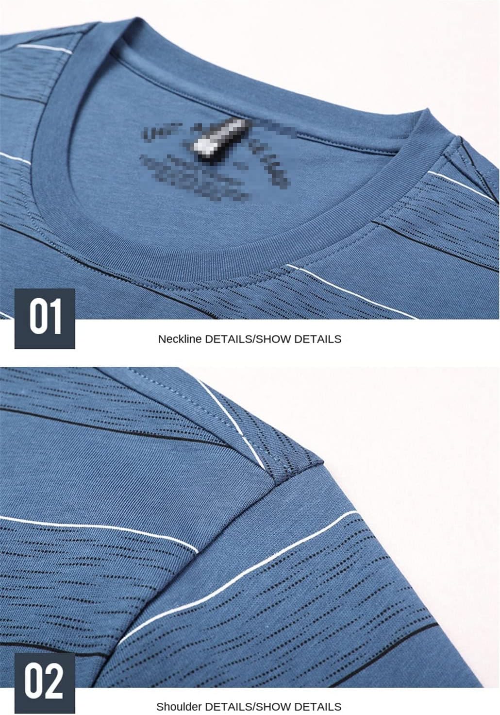 keusyoi Summer Casual Tops Mens Stripe T-Shirt Classic Short Sleeve T-Shirt Men's Short Sleeve Tees - Image 3