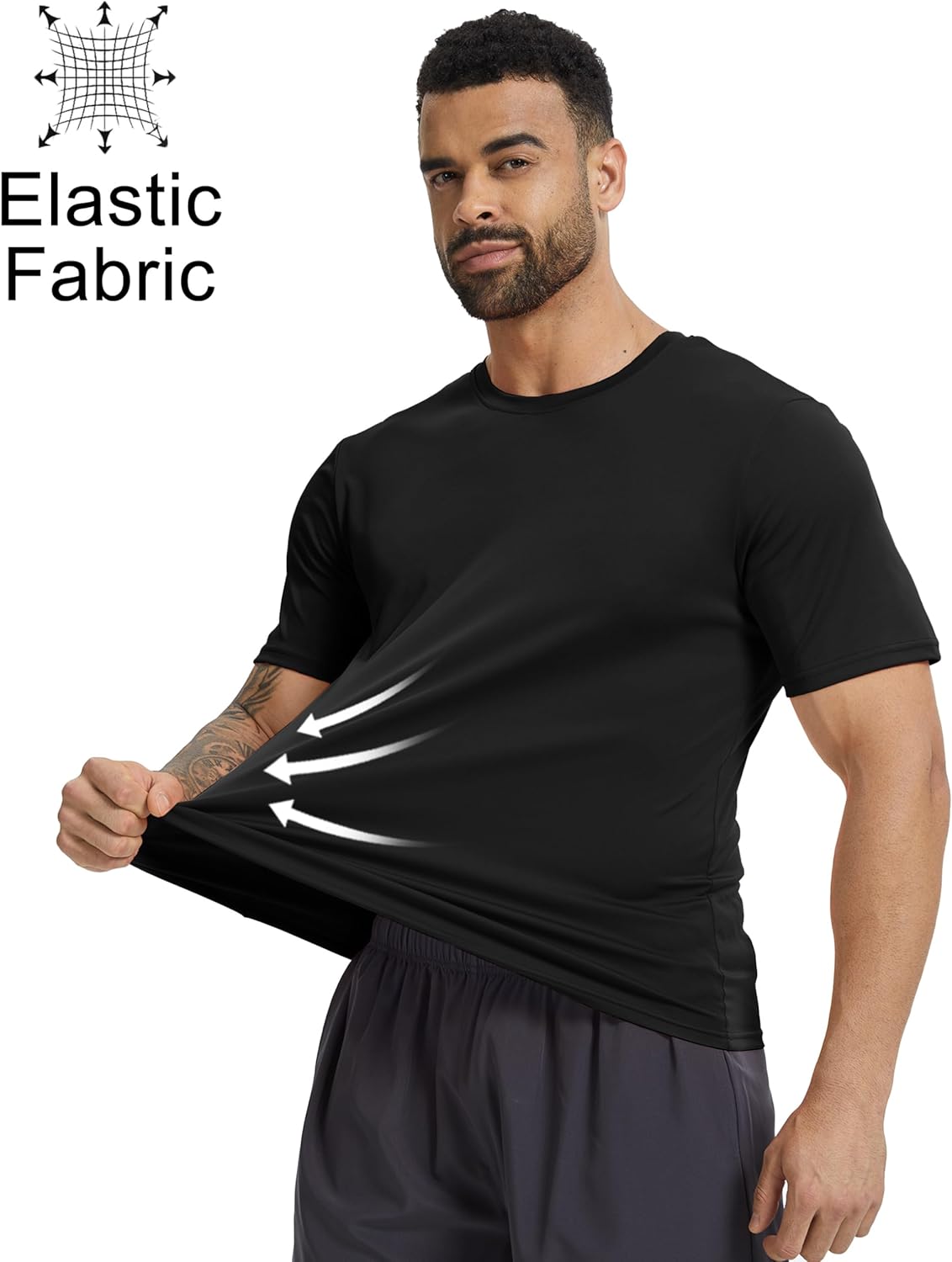 KINSWT Men's Swim Shirt Short Sleeve UPF 50+ Sun Protection UV SPF Rash Guard Moisture Wicking Quick Dry Shirts - Image 3