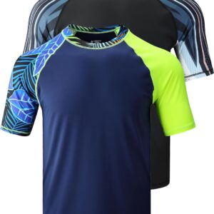 Liberty Imports 2-Pack Men's UV Short Sleeve Swim Shirts Loose Fit Rash Guards