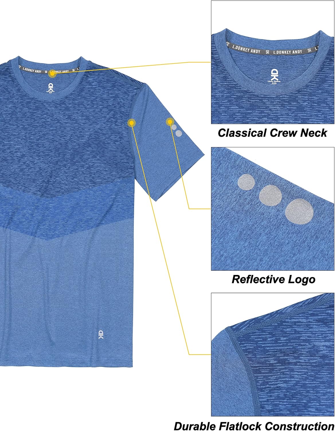 Little Donkey Andy Men's Quick Dry Sweat Wicking Stretch Short Sleeve T-Shirt UV Protection Workout Running Hiking Tee - Image 5