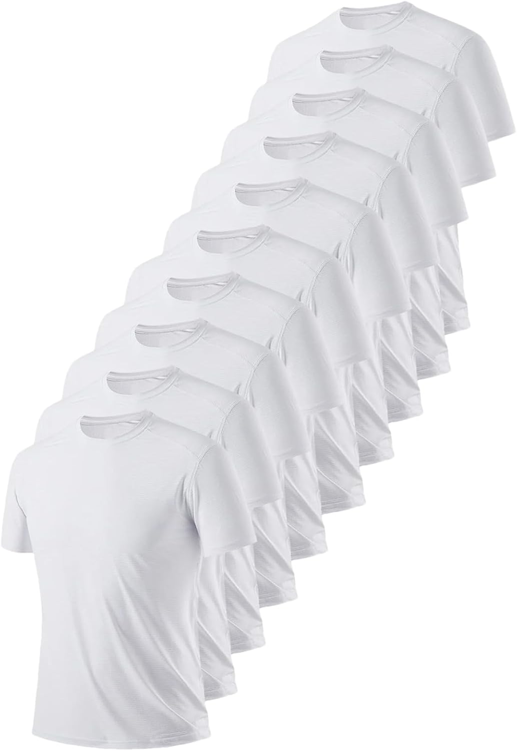Men's 10-Pack White Quick-Dry T-Shirt, Ultralight Gym Running Streetwear