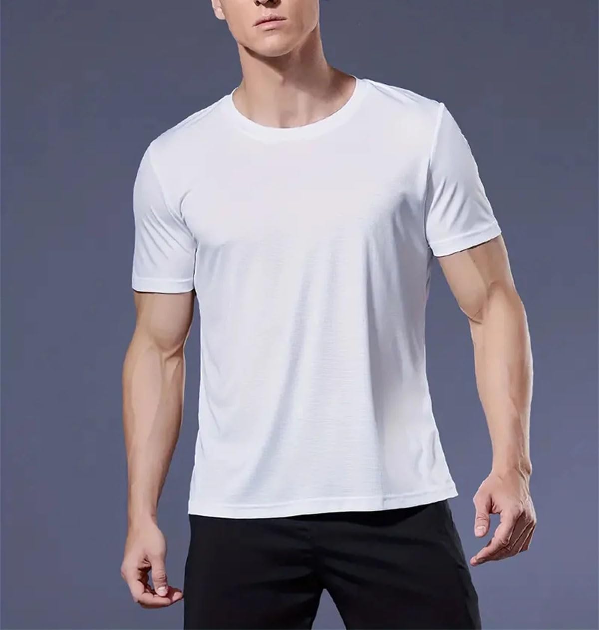 Men's 10-Pack White Quick-Dry T-Shirt, Ultralight Gym Running Streetwear - Image 4