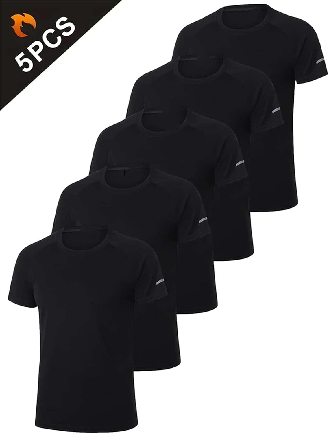 Men's 5-Pack Quick-Dry T-Shirt, Loose Fit Gym Running Outdoor Sportswear - Image 4