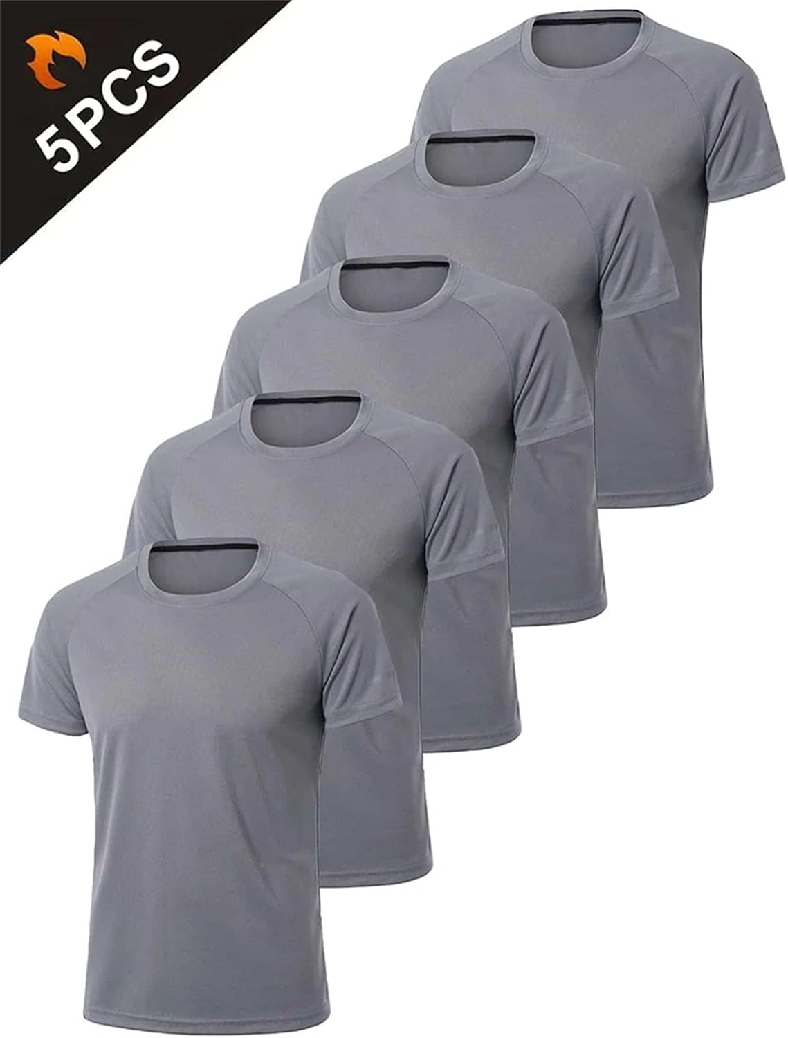 Men's 5-Pack Quick-Dry T-Shirt, Loose Fit Gym Running Outdoor Sportswear - Image 3