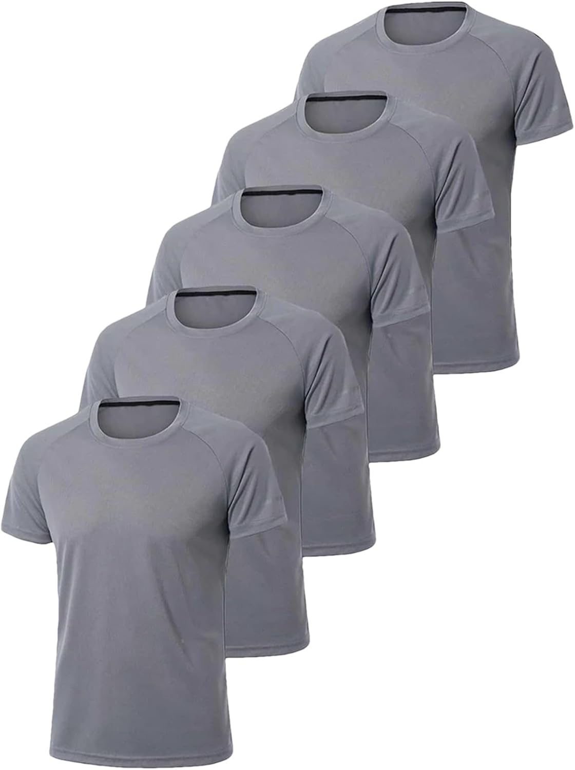 Men's 5-Pack Quick-Dry T-Shirt, Loose Fit Gym Running Outdoor Sportswear