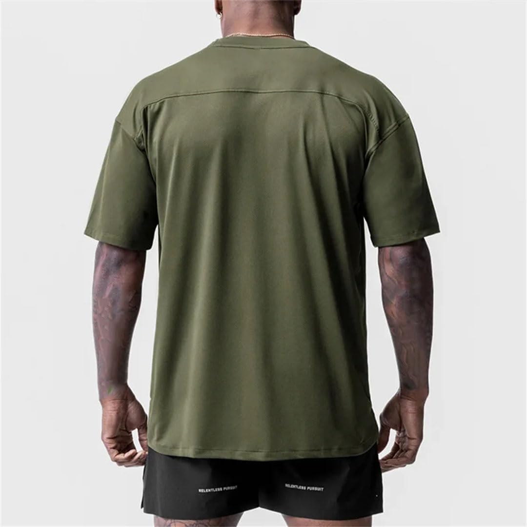Mens Summer Casual Loose T Shirt O Neck Short Sleeve Quick Dry Breathable Gym Fitness Top - Image 3