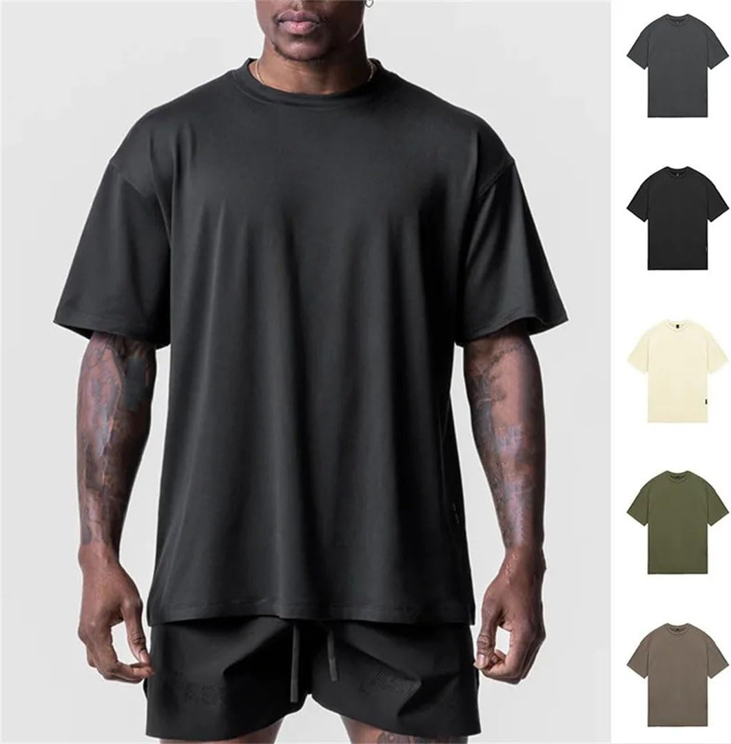 Mens Summer Casual Loose T Shirt O Neck Short Sleeve Quick Dry Breathable Gym Fitness Top - Image 2