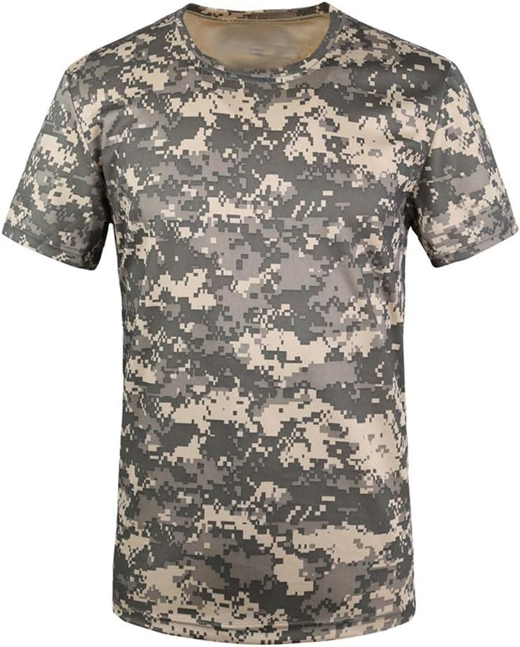 NSUQOA JSEIAJB Quick Dry Camouflage T Shirt Men O-Neck Short Sleeve Breathable Tee Tops Camo Fitness T-Shirts(D,S Code)