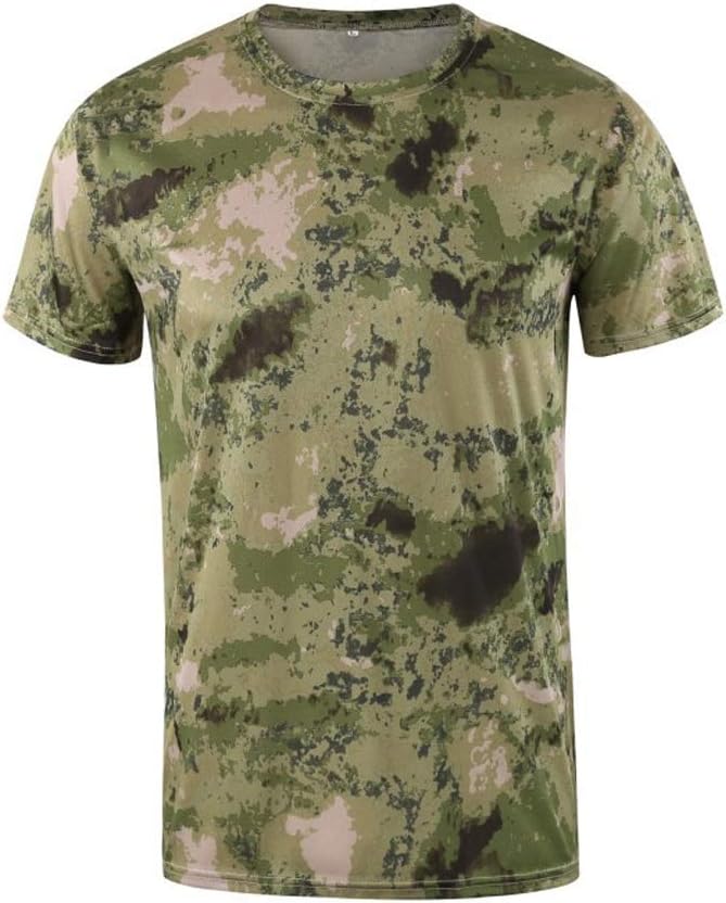 NSUQOA JSEIAJB Quick Dry Camouflage T Shirt Men O-Neck Short Sleeve Breathable Tee Tops Camo Fitness T-Shirts(E,S Code)