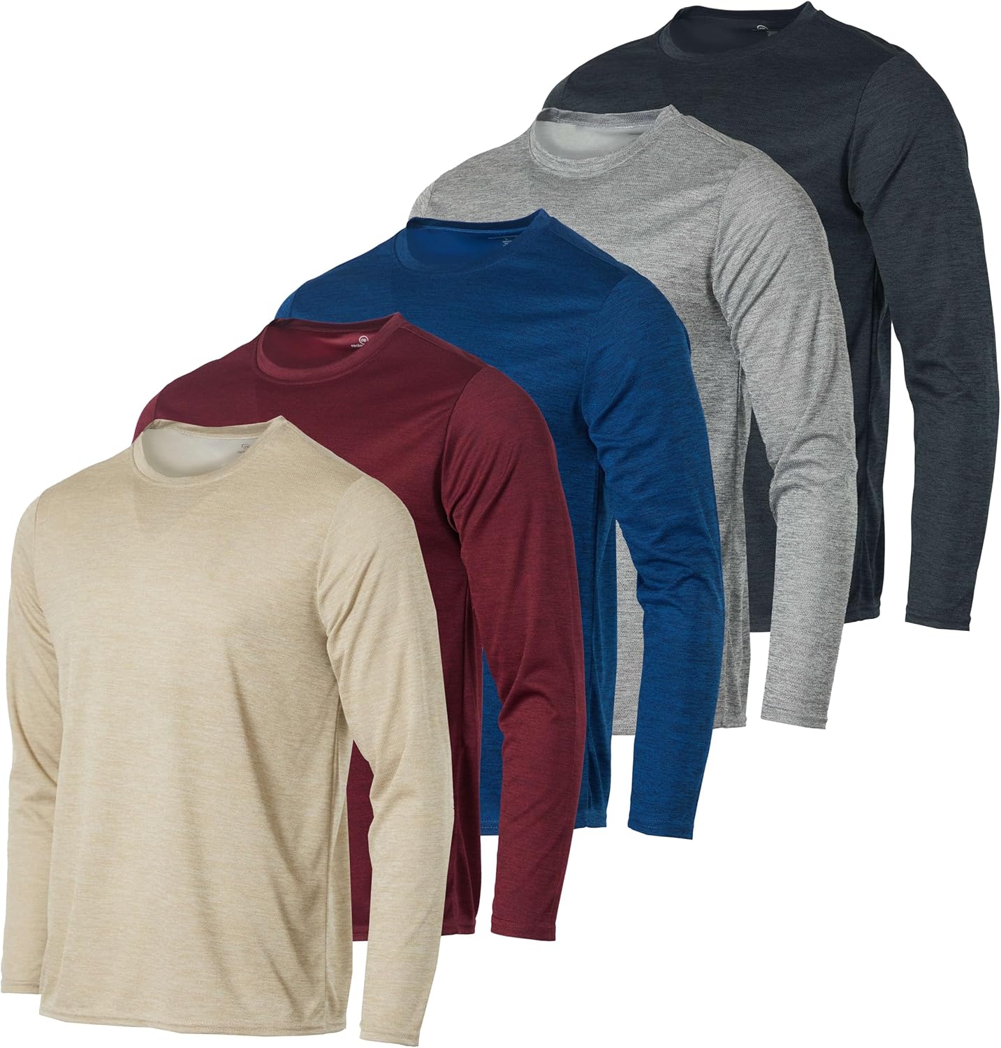 Real Essentials 3 & 5 Pack: Men's Mesh Quick Dry Athletic Long Sleeve T-Shirt UPF SPF UV Sun (Available in Big & Tall) - Image 10