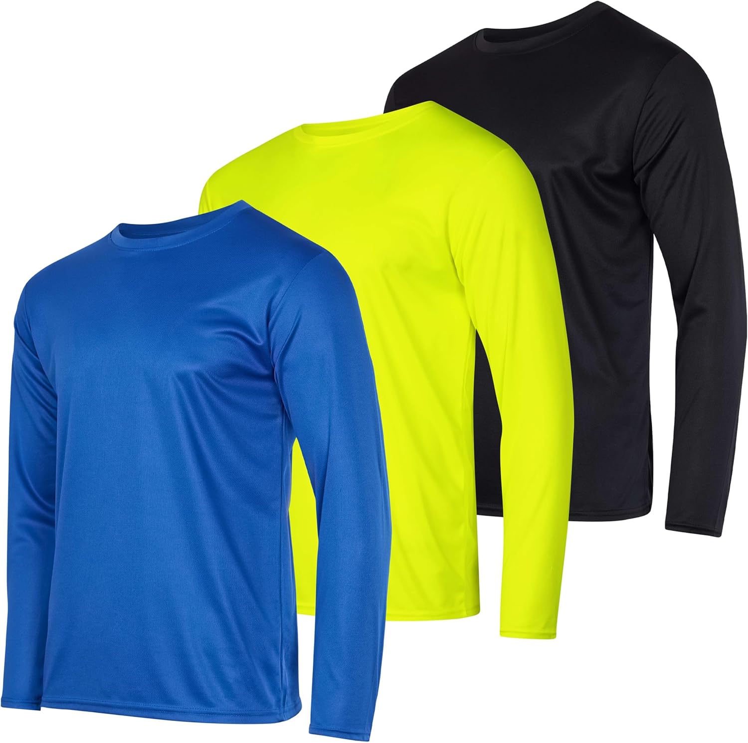 Real Essentials 3 & 5 Pack: Men's Mesh Quick Dry Athletic Long Sleeve T-Shirt UPF SPF UV Sun (Available in Big & Tall) - Image 14