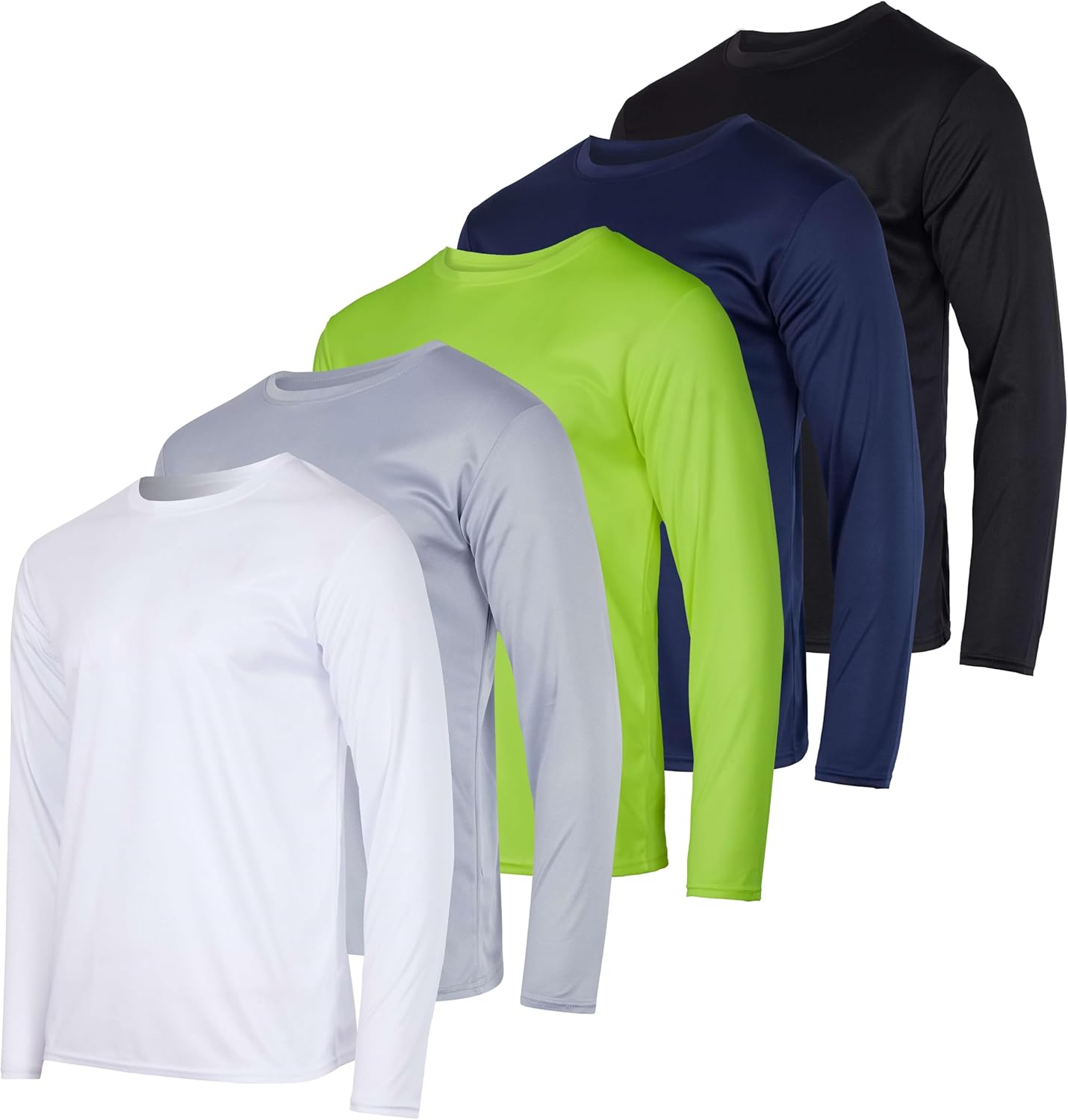 Real Essentials 3 & 5 Pack: Men's Mesh Quick Dry Athletic Long Sleeve T-Shirt UPF SPF UV Sun (Available in Big & Tall) - Image 15