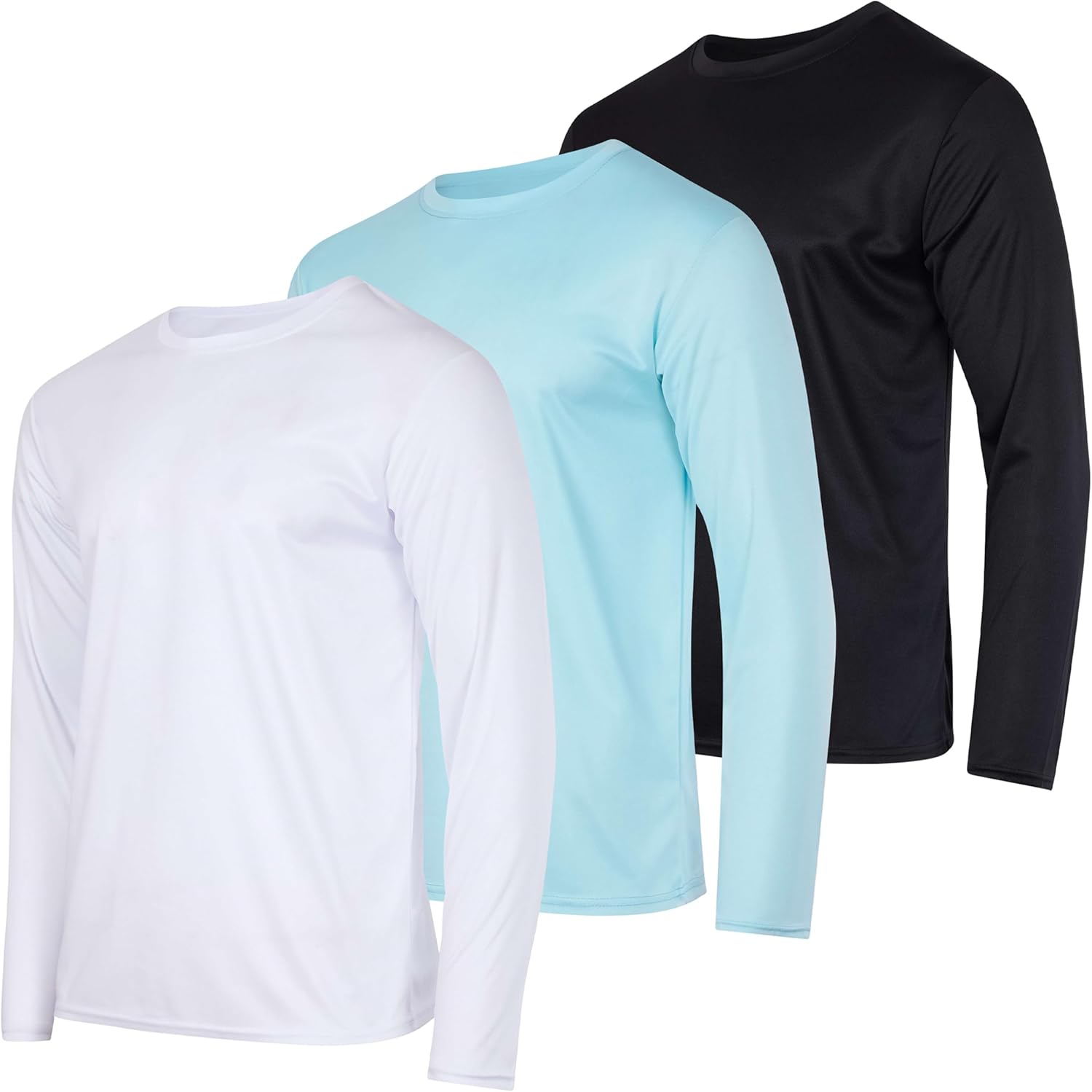 Real Essentials 3 & 5 Pack: Men's Mesh Quick Dry Athletic Long Sleeve T-Shirt UPF SPF UV Sun (Available in Big & Tall) - Image 7