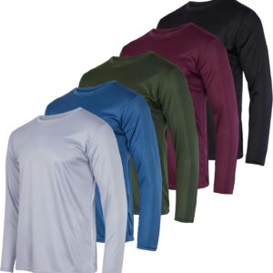 Real Essentials 3 & 5 Pack: Men's Mesh Quick Dry Athletic Long Sleeve T-Shirt UPF SPF UV Sun (Available in Big & Tall)