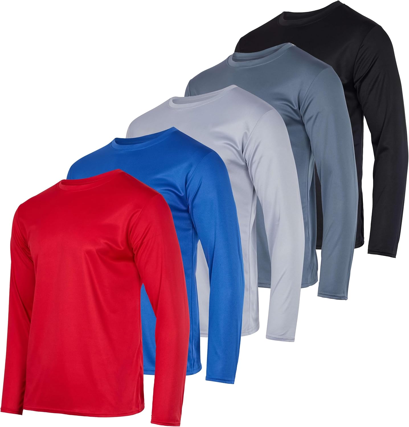 Real Essentials 3 & 5 Pack: Men's Mesh Quick Dry Athletic Long Sleeve T-Shirt UPF SPF UV Sun (Available in Big & Tall) - Image 17