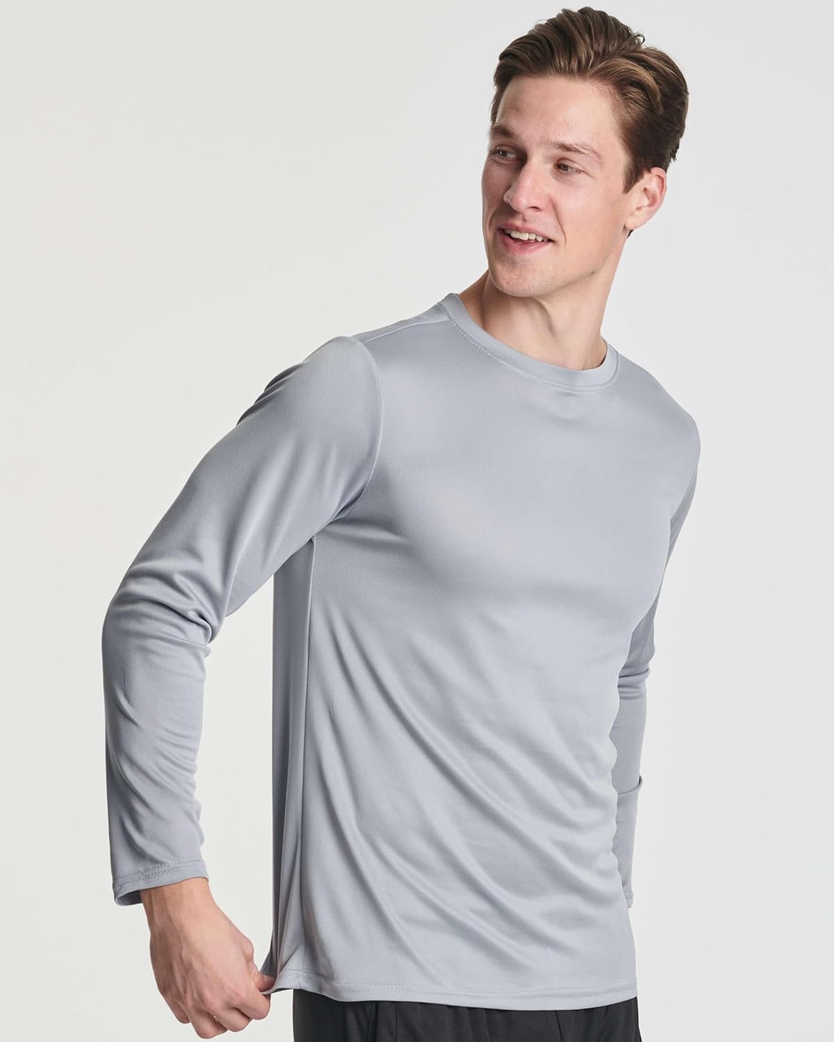 Real Essentials 3 & 5 Pack: Men's Mesh Quick Dry Athletic Long Sleeve T-Shirt UPF SPF UV Sun (Available in Big & Tall) - Image 5