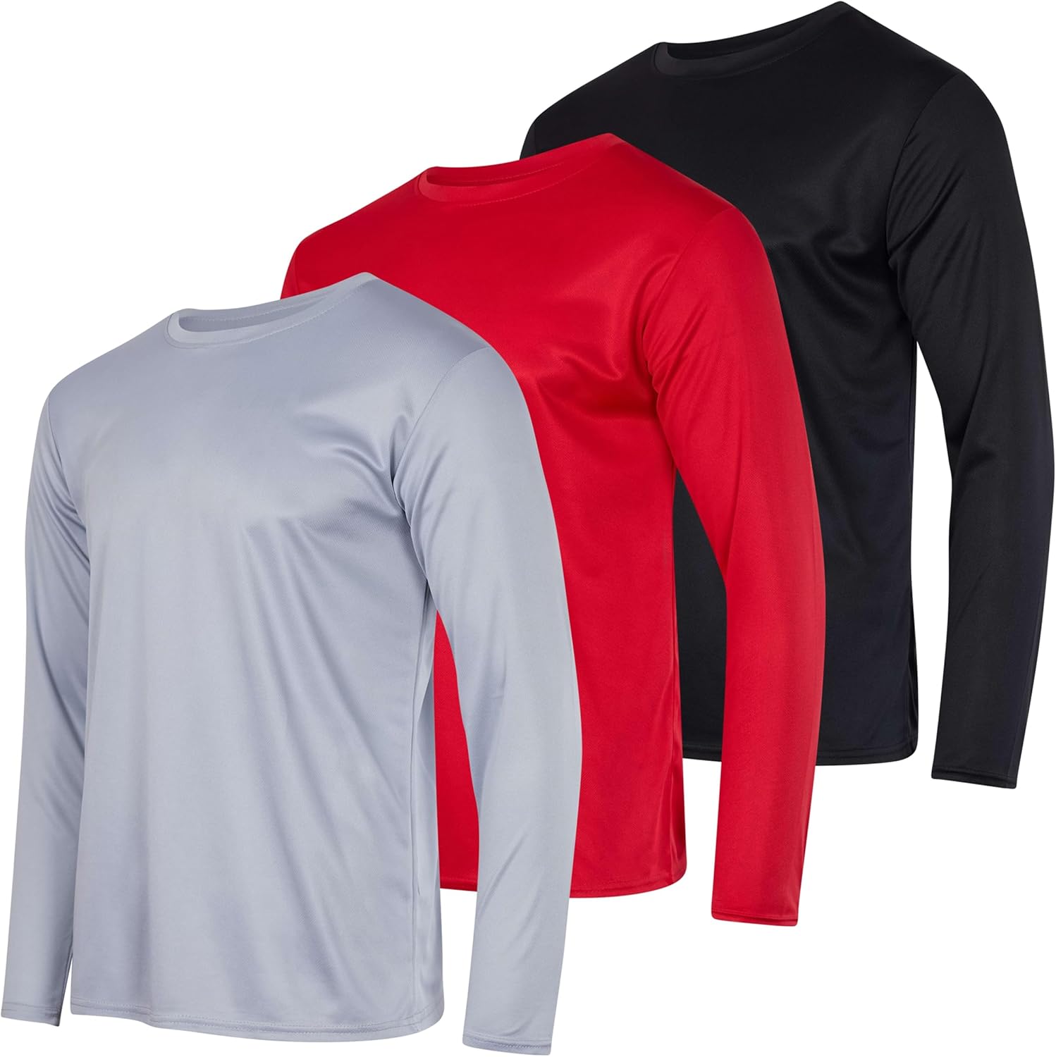 Real Essentials 3 & 5 Pack: Men's Mesh Quick Dry Athletic Long Sleeve T-Shirt UPF SPF UV Sun (Available in Big & Tall) - Image 9