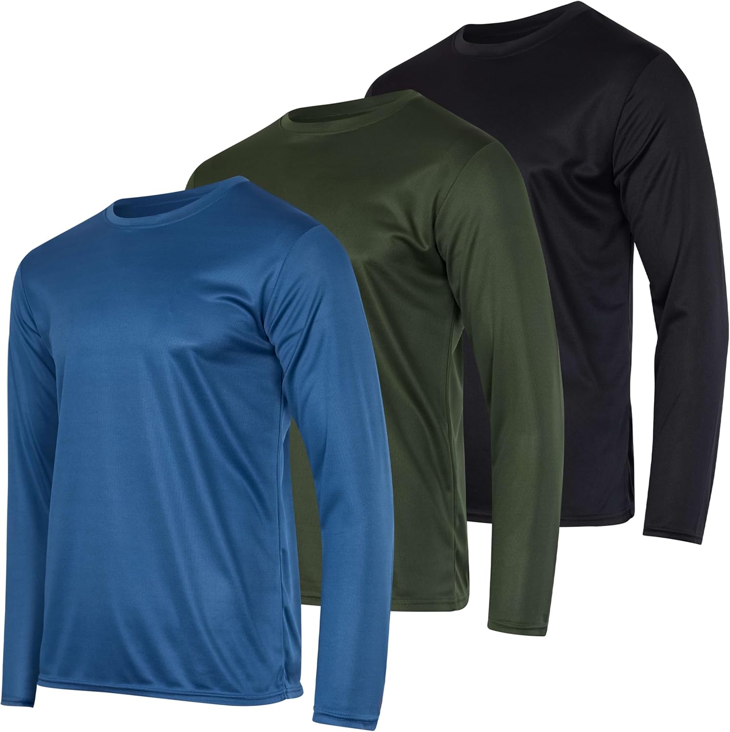 Real Essentials 3 & 5 Pack: Men's Mesh Quick Dry Athletic Long Sleeve T-Shirt UPF SPF UV Sun (Available in Big & Tall) - Image 16