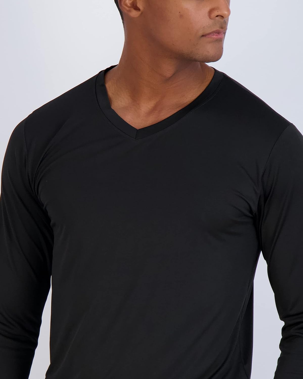 Real Essentials 4 Pack: Men's Dry Fit Long Sleeve V-Neck Active T-Shirt - Athletic Outdoor UPF 50+ - Set 7, 3X - Image 4