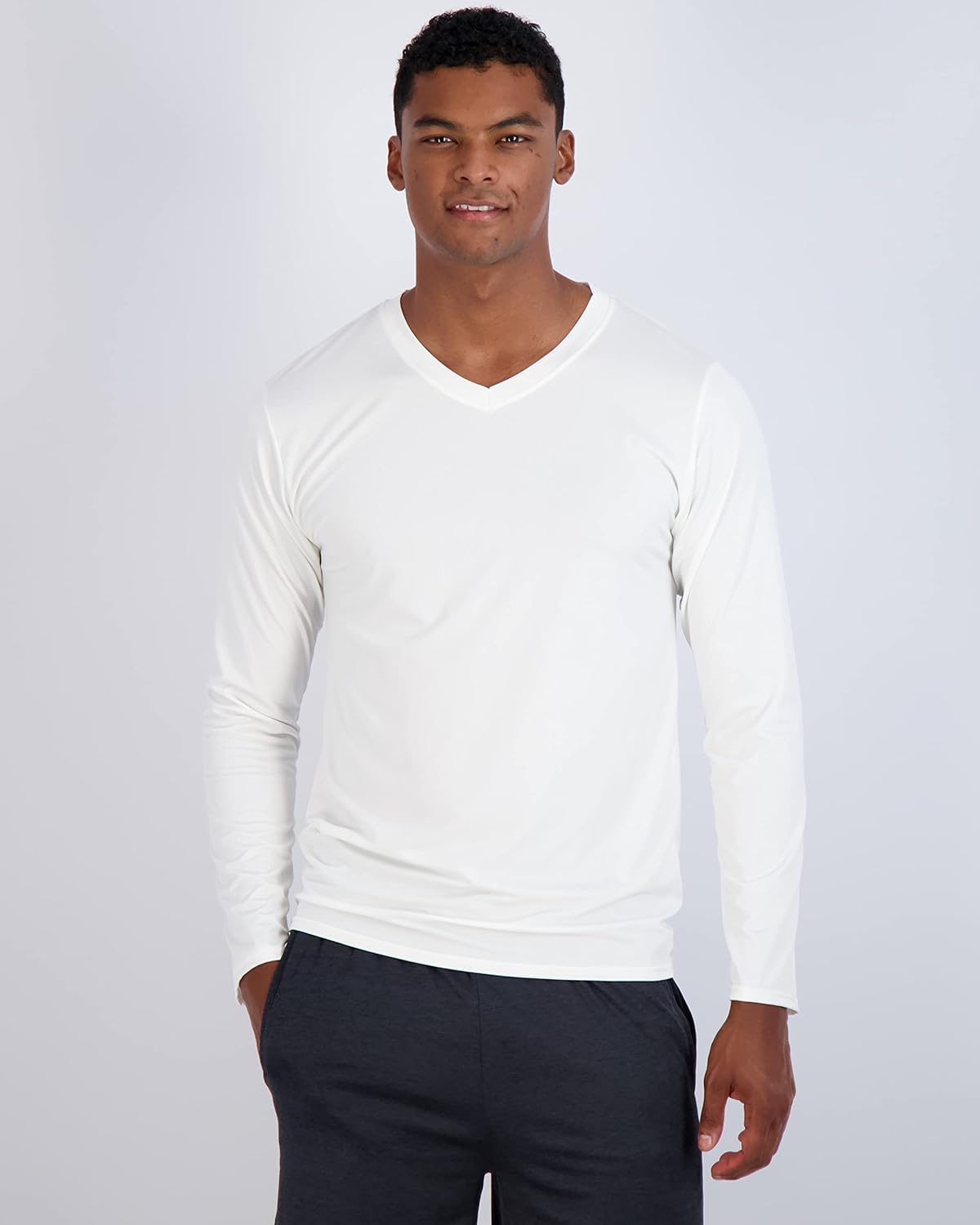 Real Essentials 4 Pack: Men's Dry Fit Long Sleeve V-Neck Active T-Shirt - Athletic Outdoor UPF 50+ - Set 7, 3X - Image 2